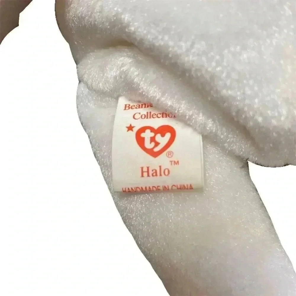 Rare Ty Beanie Baby Halo the Angel Bear 1998 - Brown Nose & Black Eyes, 8" Plush - Picture 4 of 6